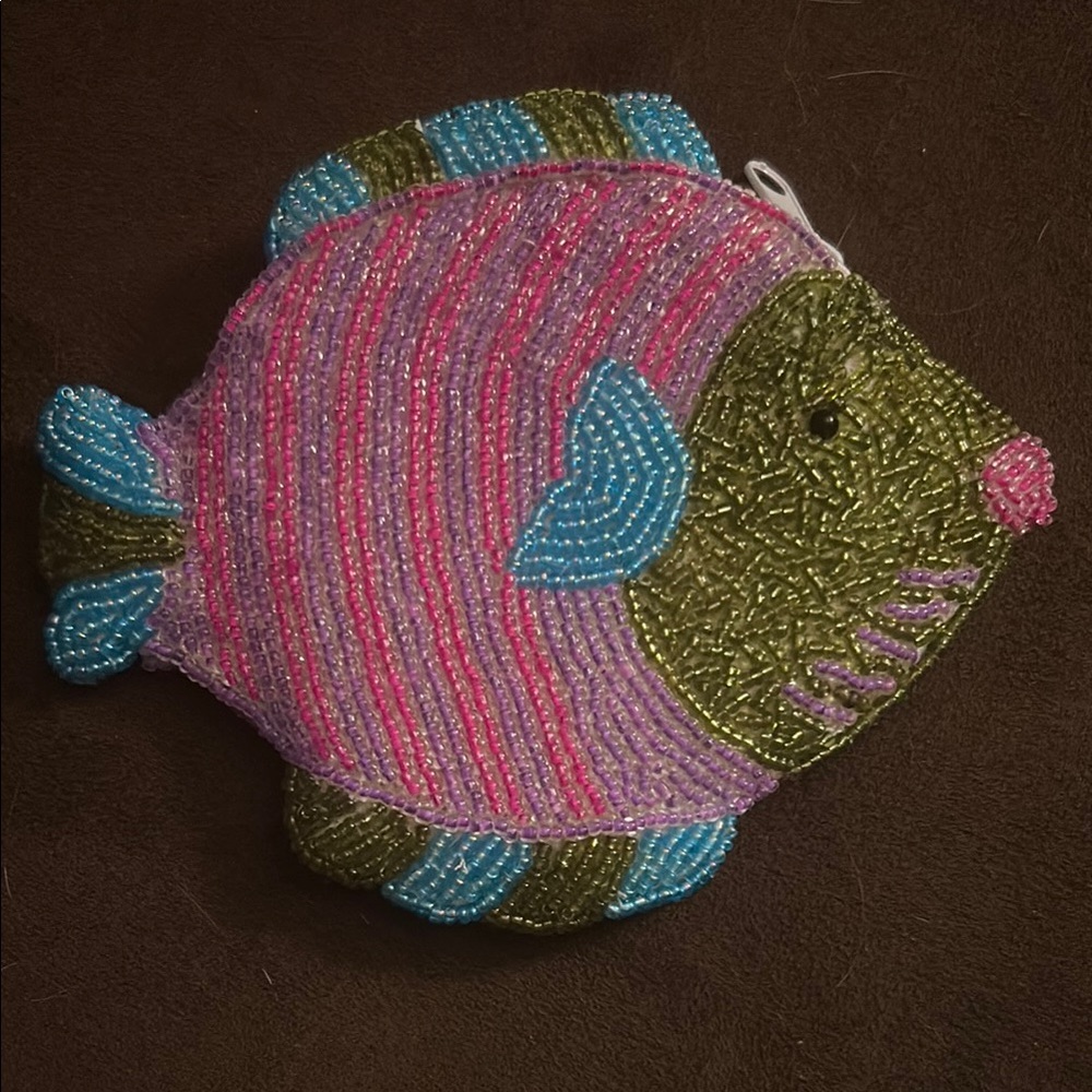 Colorful Beaded Fish Coin Purse